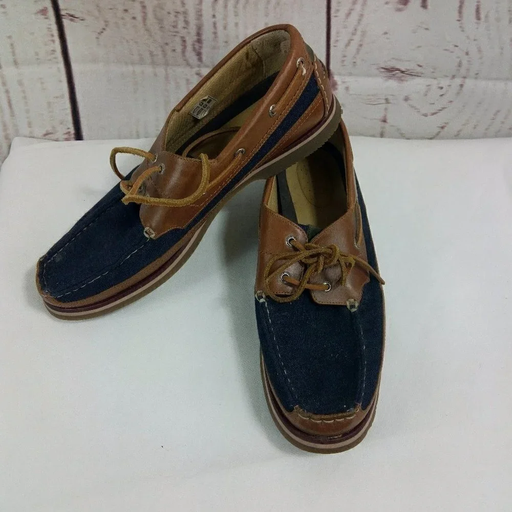 NAUTICA Men’s Size 13 Leather Canvas Boat Shoes
